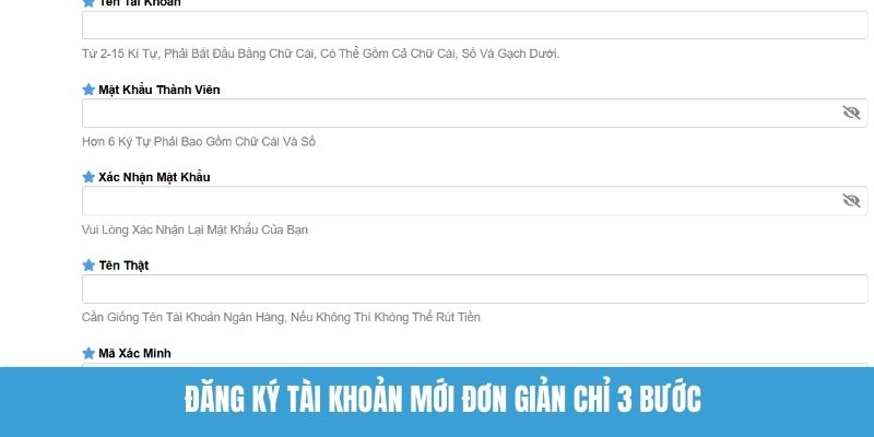 Đăng ký tài khoản mới đơn giản chỉ 3 bước